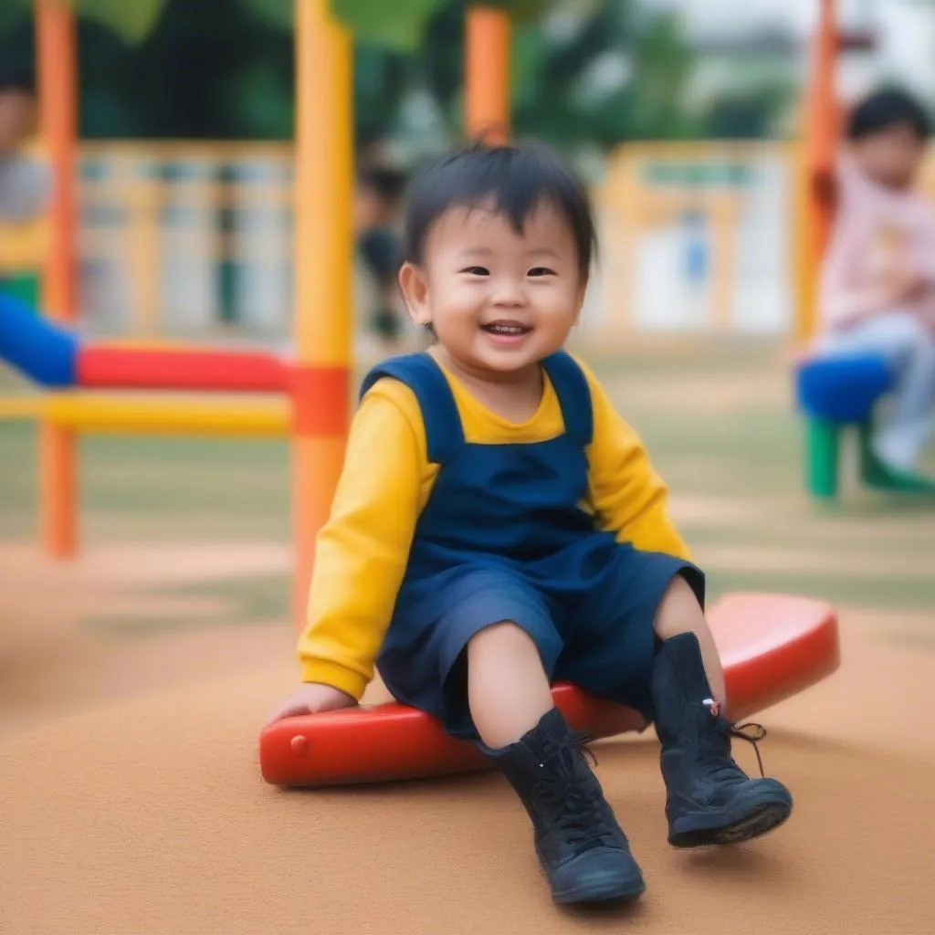 Bé học lớp mầm non Kid's World Nhà Bè