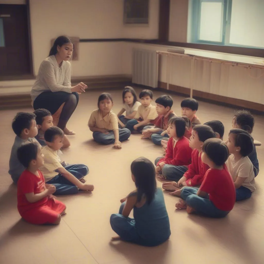 Een klaslokaal in een kleuterschool