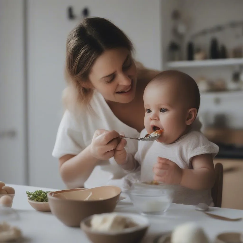 Mẹ chăm sóc con