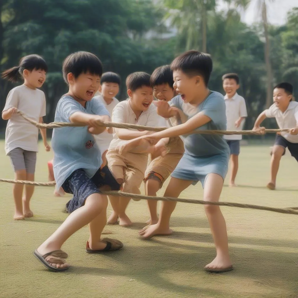 trẻ em chơi trò chơi dân gian