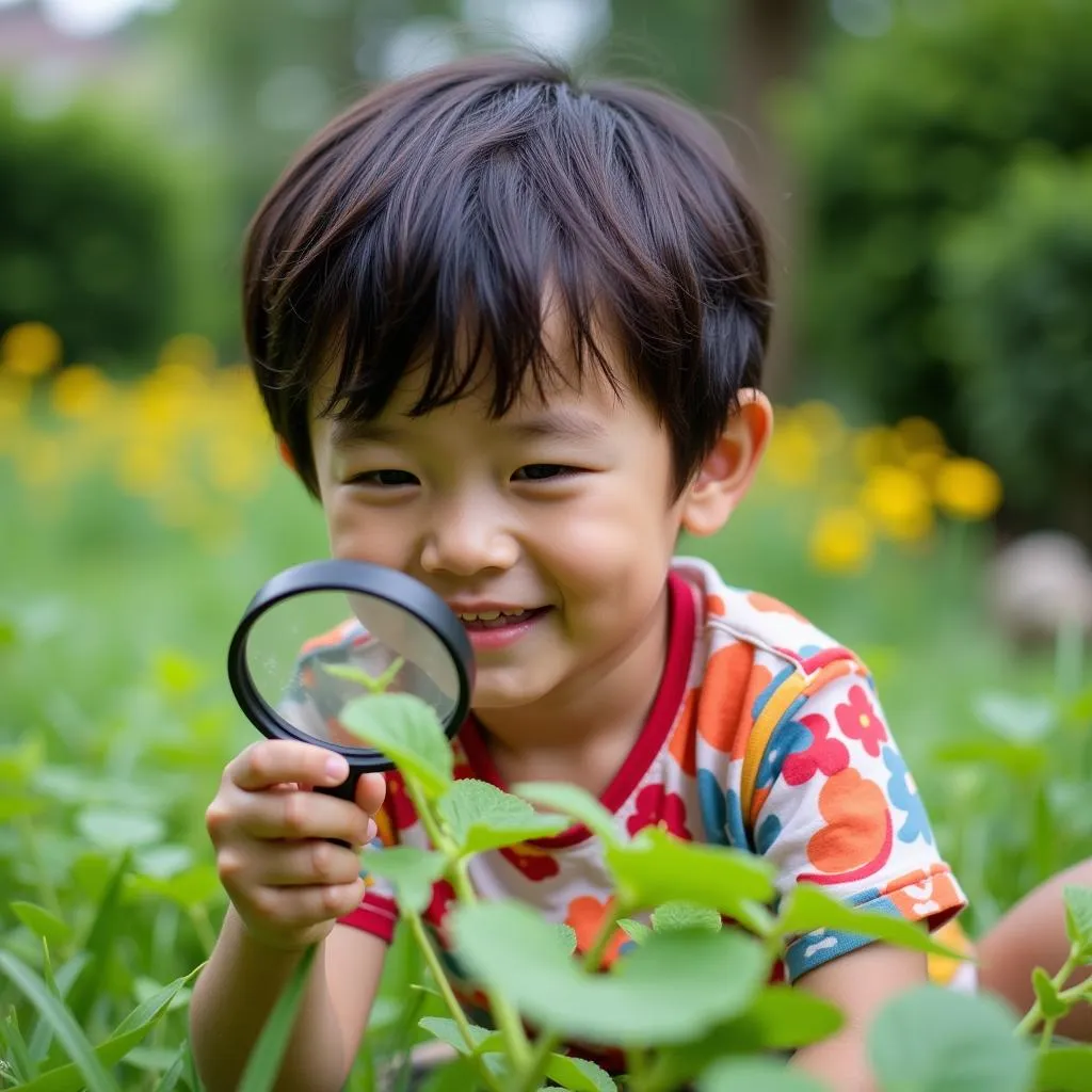 Bé Đang Quan Sát Cây Cối