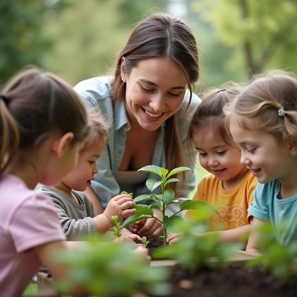 Chăm sóc bông hoa nhỏ mầm non