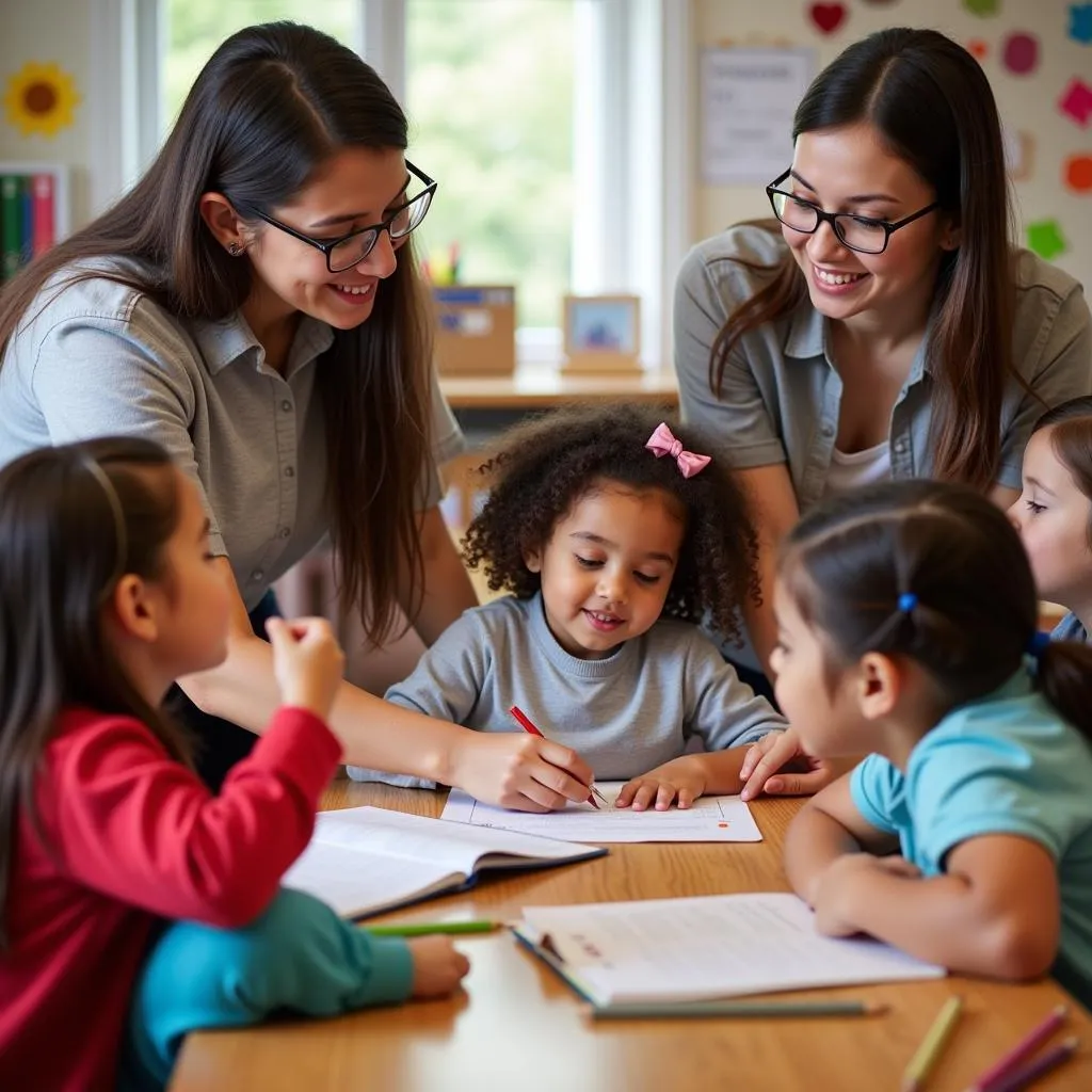  Kindergarten teachers in District 3 teaching children