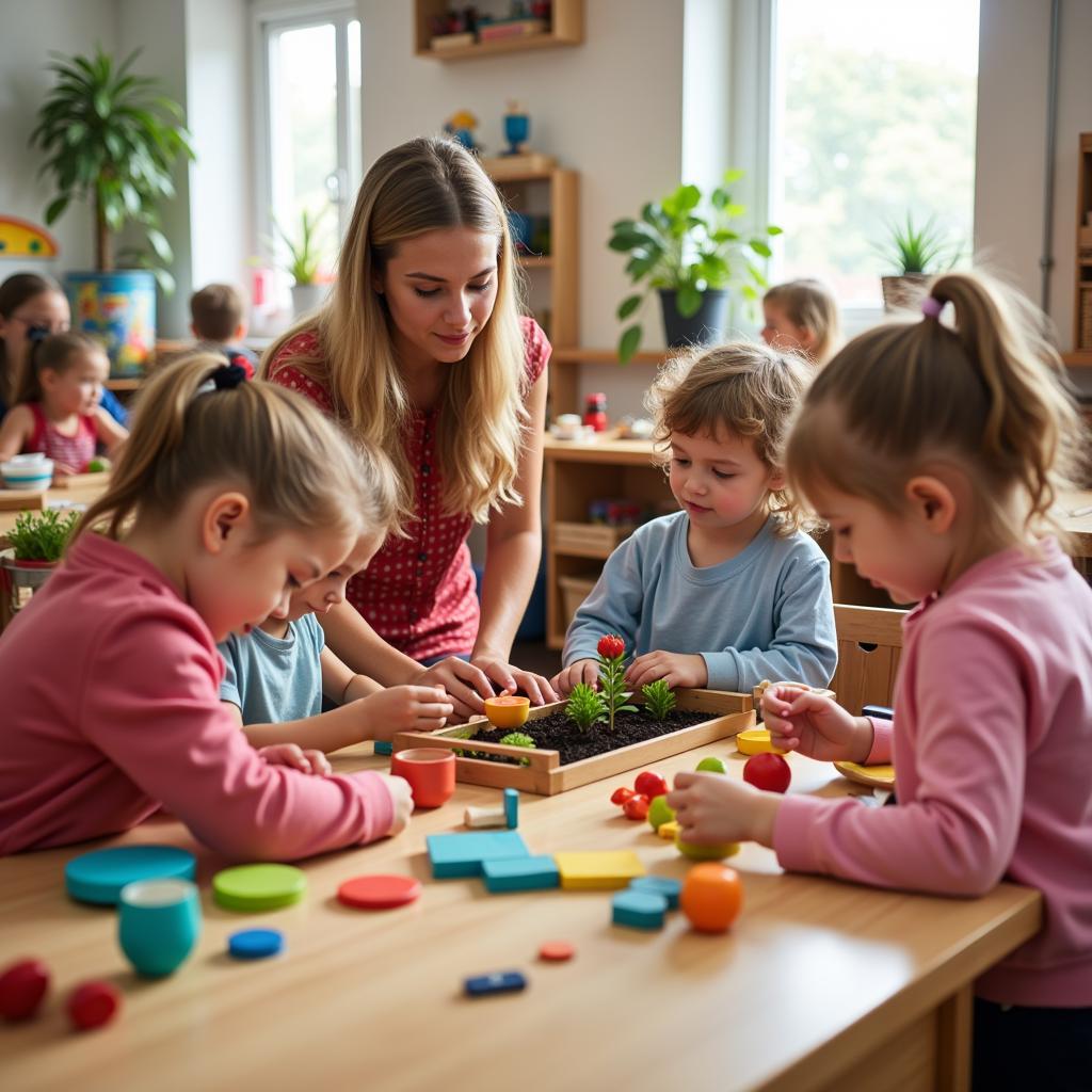 Học tập tại trường mầm non Montessori