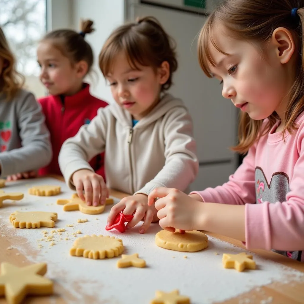 Giáo án mầm non khám phá nghề làm bánh: Hình ảnh các bé làm bánh