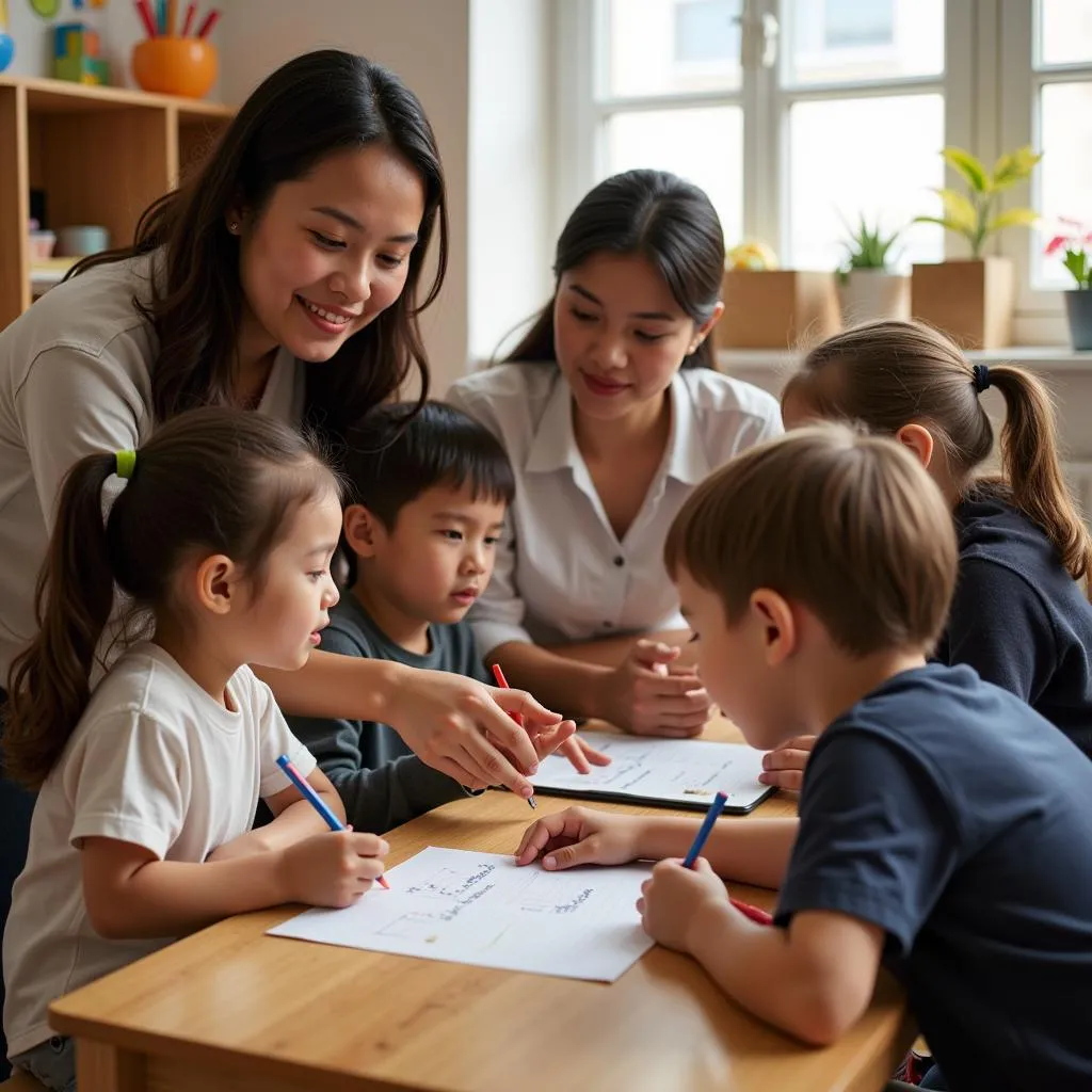 Hình ảnh đội ngũ giáo viên chuyên nghiệp, tận tâm tại trường mầm non Sakura Montessori TPHCM