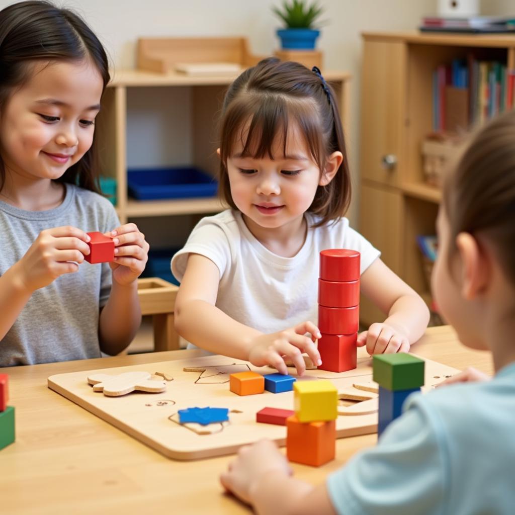 Trẻ học tập theo phương pháp Montessori