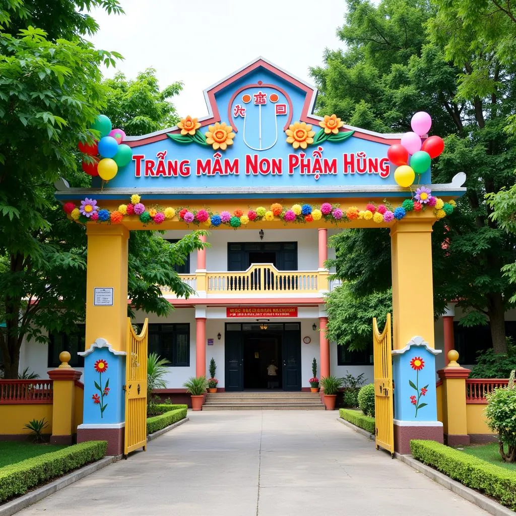 Hình ảnh cổng trường mầm non Phạm Hùng