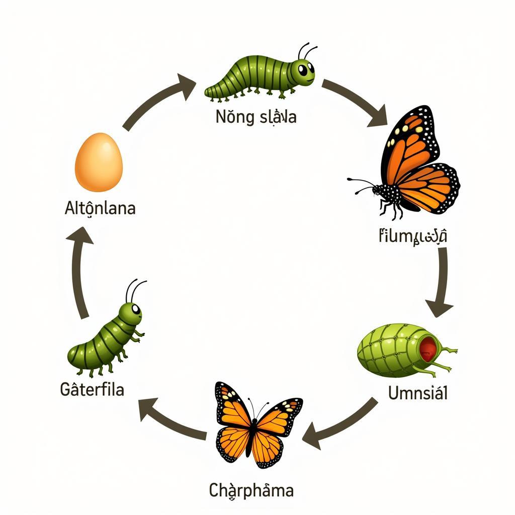 Vòng đời của bướm qua hình ảnh minh họa