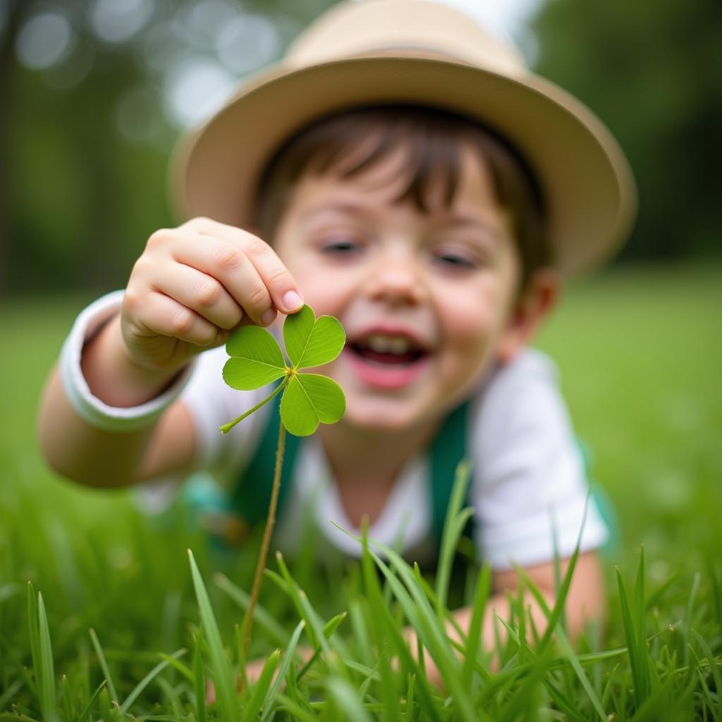 Bé tìm thấy cỏ bốn lá