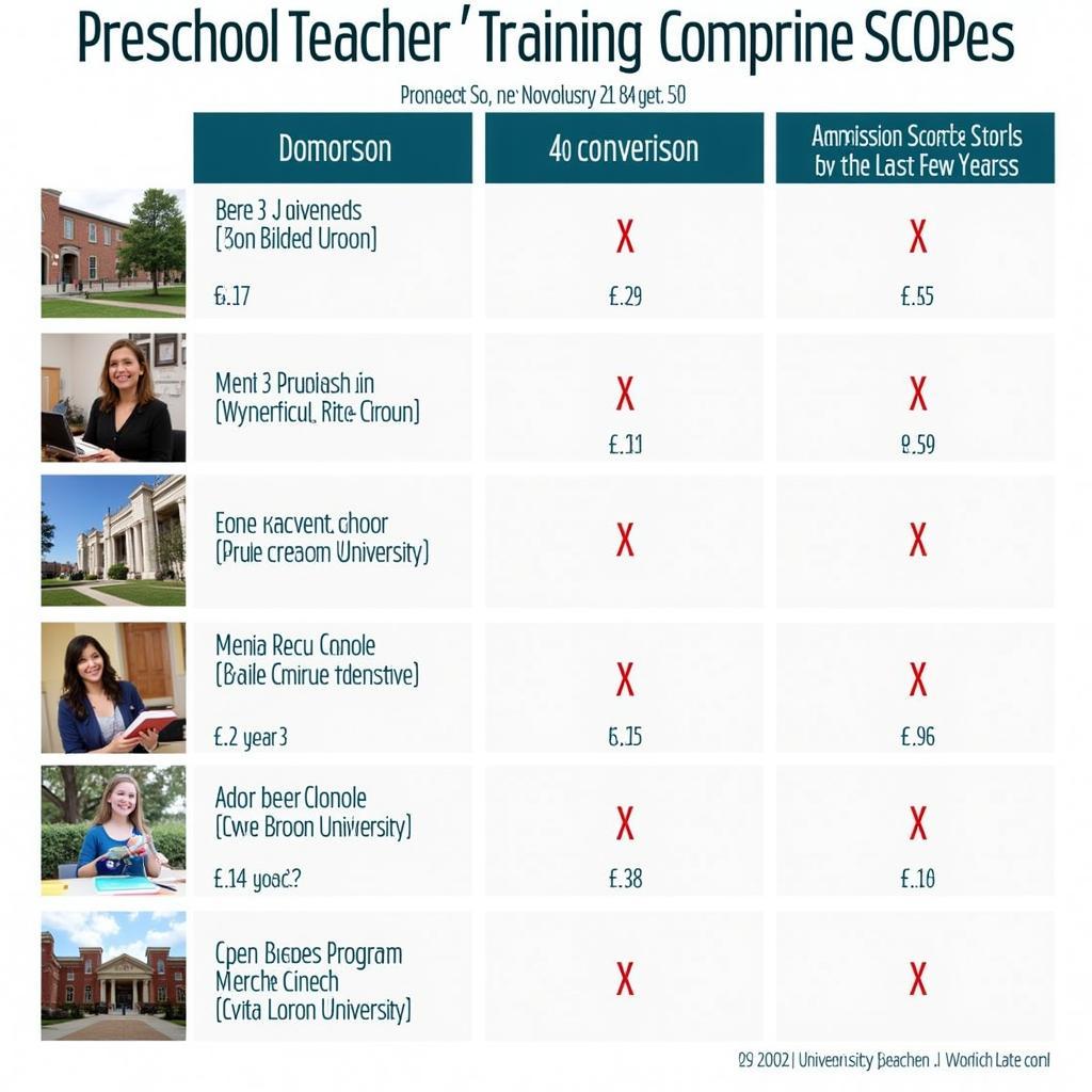 Preschool Teacher Training Admission Scores of Different Universities