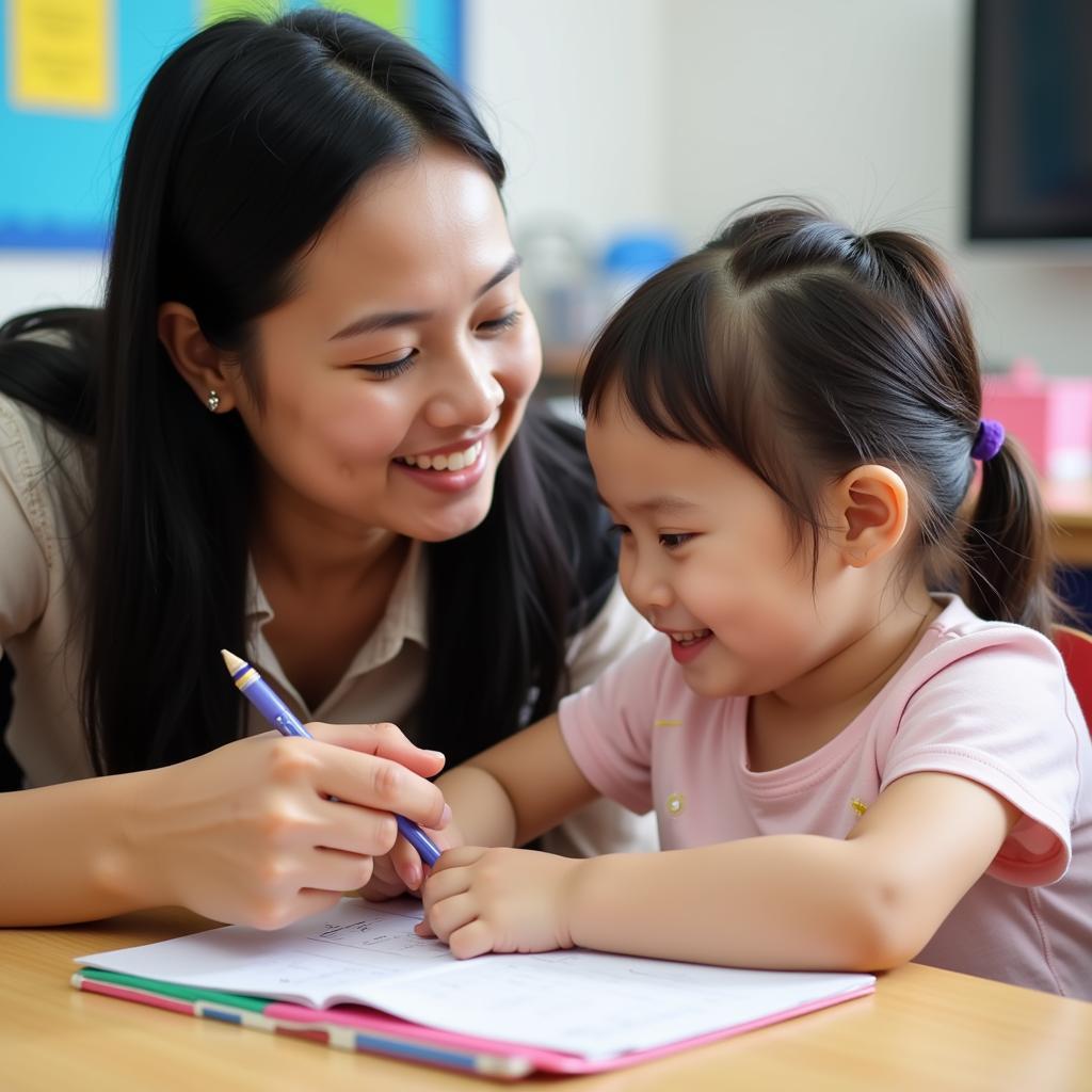 Giáo viên mầm non Việt Anh Trà Vinh tận tình dạy bé học