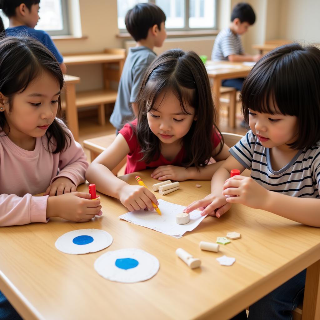 Học sinh tham gia các hoạt động học tập tại trường Sakura Montessori