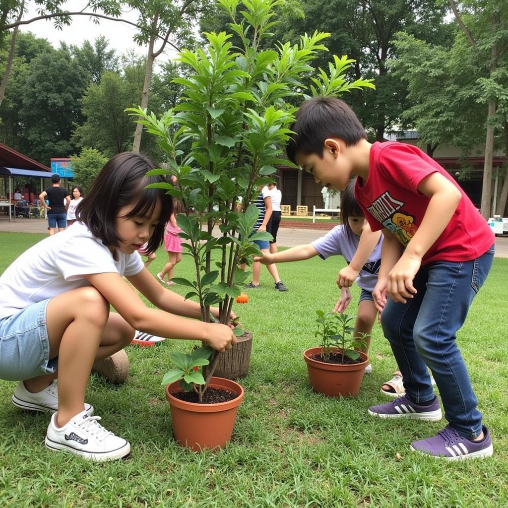 Trẻ em tham gia các hoạt động ngoại khóa tại trường mầm non Hoàng Yến