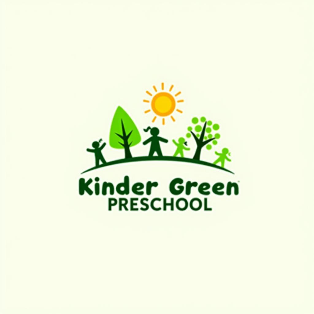 Logo trường mầm non Kinder Green màu xanh lá cây tươi mát