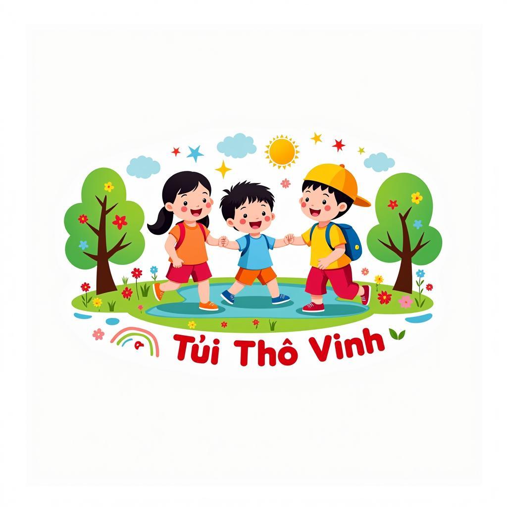 Logo trường mầm non Tuổi Thơ Vinh với màu sắc rực rỡ