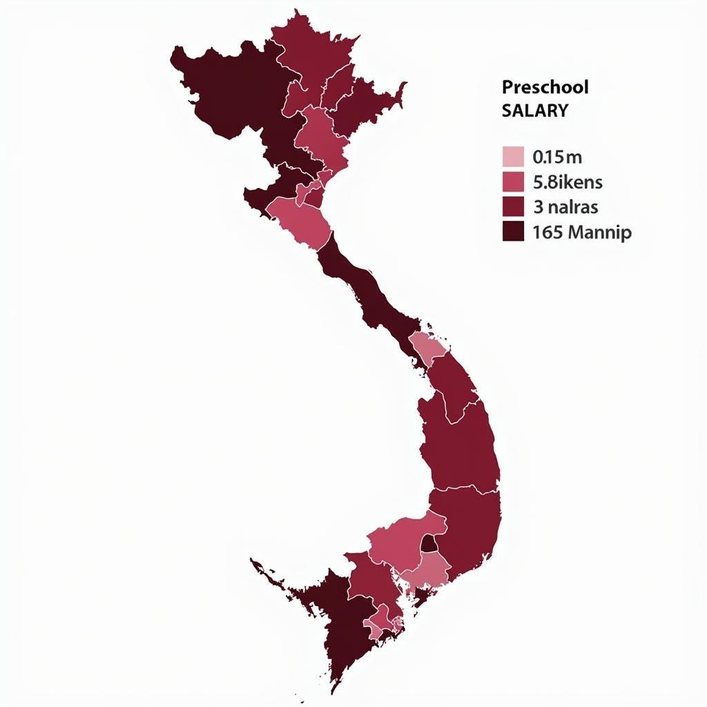 Bản đồ Việt Nam hiển thị mức lương giáo viên mầm non theo khu vực.