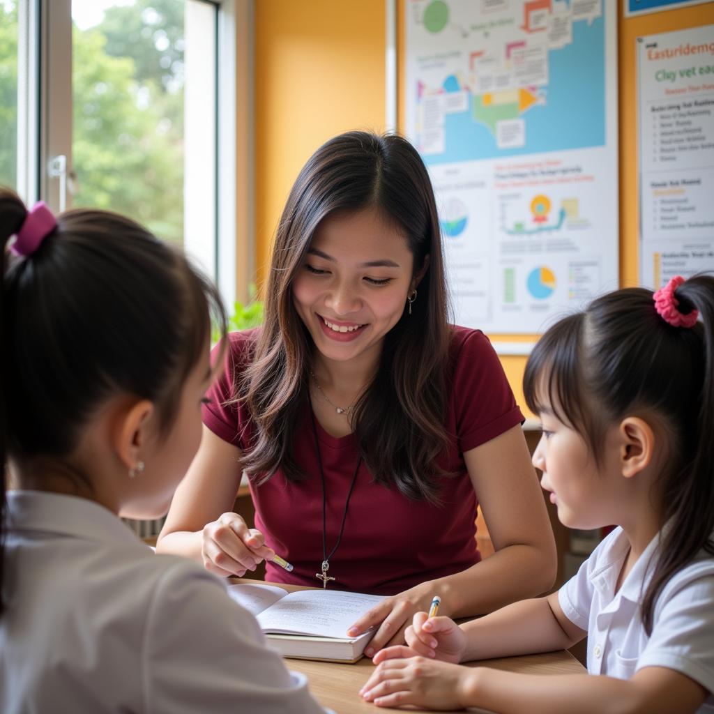 Lớp học tiếng Anh tại mầm non Hoa Hồng Cầu Giấy với giáo viên nước ngoài