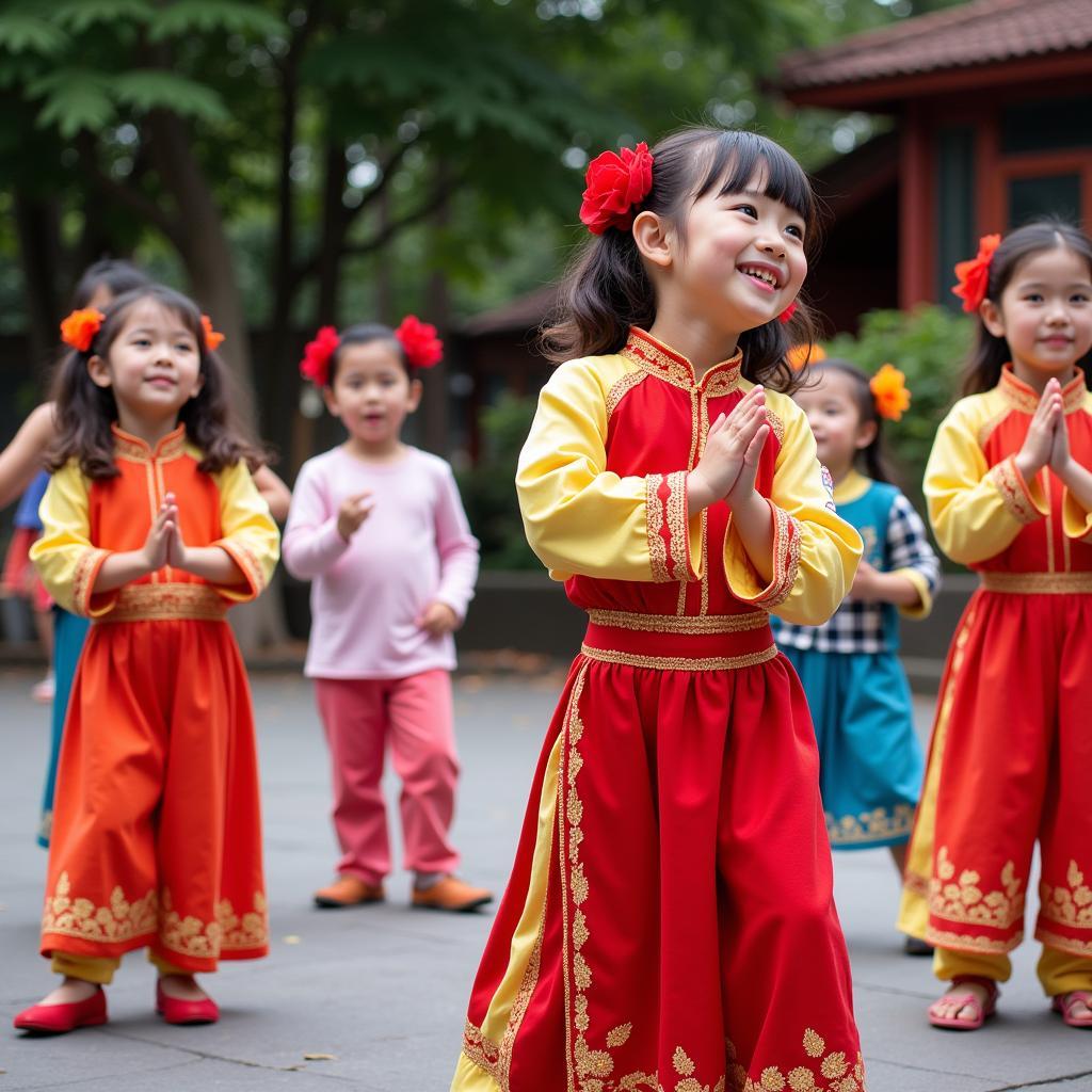 Bé mầm non vui tươi múa bài "Cô Giáo Bản Em"