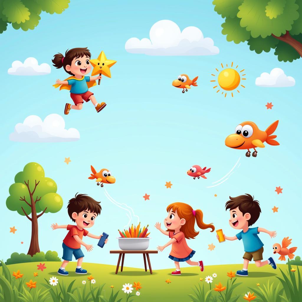 TDKids - Nơi chắp cánh ước mơ cho trẻ thơ, với hình ảnh các bé vui chơi và học tập.