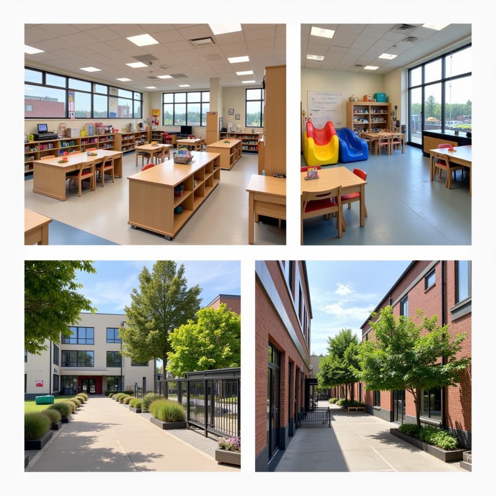 Modern and spacious classrooms and play areas at Marie Curie preschool.