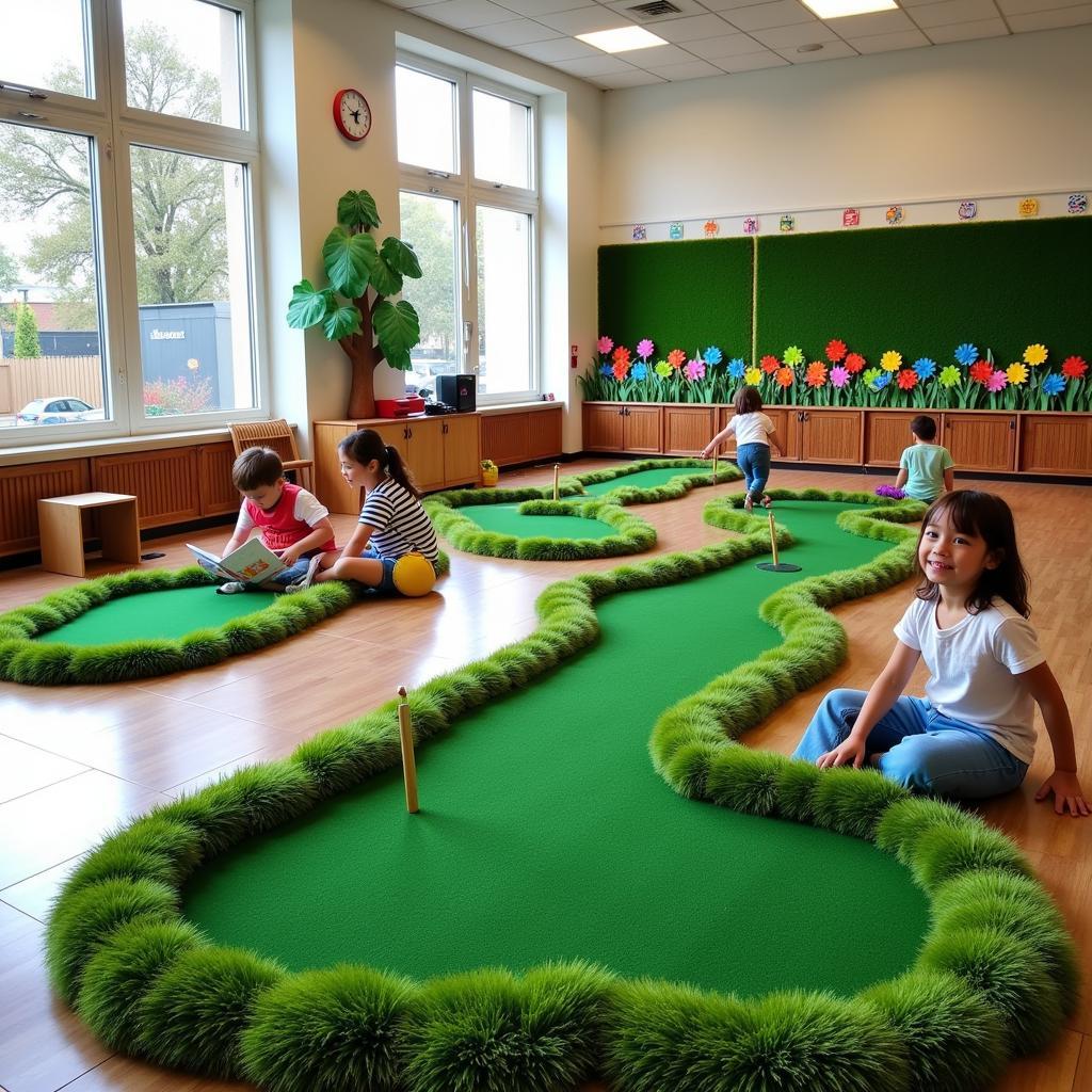 Creative ideas for using artificial grass in kindergarten decoration