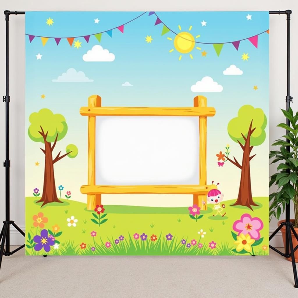 Backdrop khai giảng mầm non chất liệu an toàn