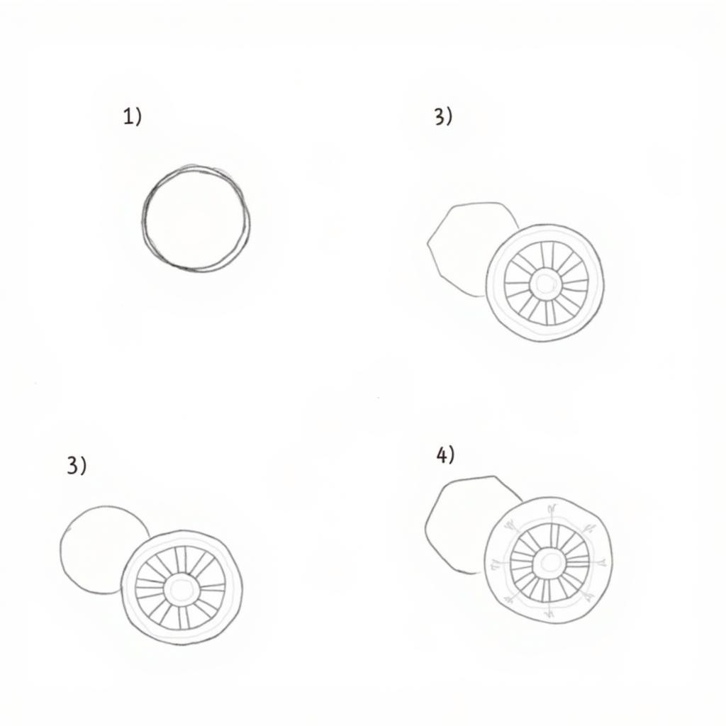 Các bước vẽ hình bánh xe