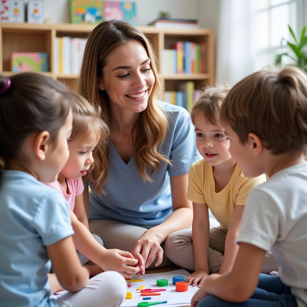 Giáo viên và học sinh tại mầm non Happy Smile