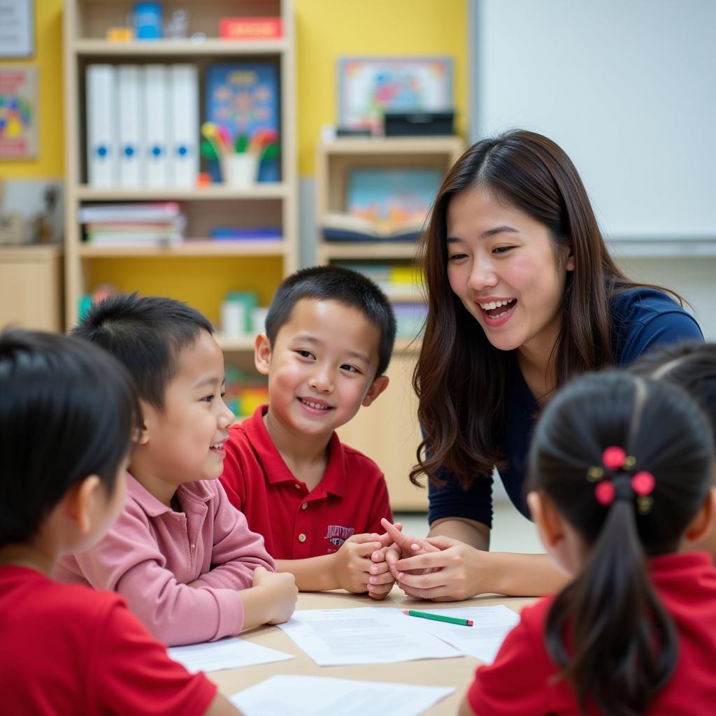 Giáo viên Mai Linh đang dạy học