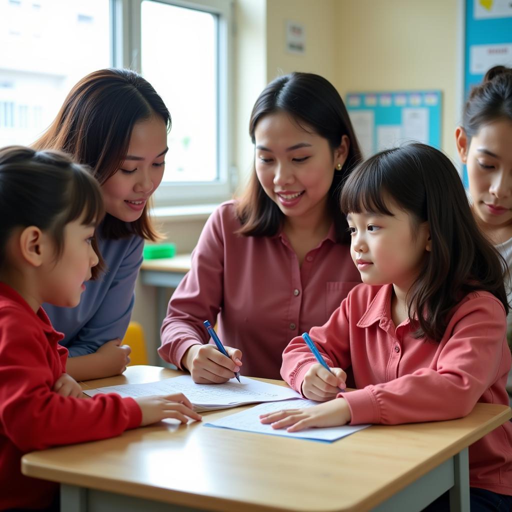 Giáo viên và học sinh tại Just Kid Hoàng Minh Giám