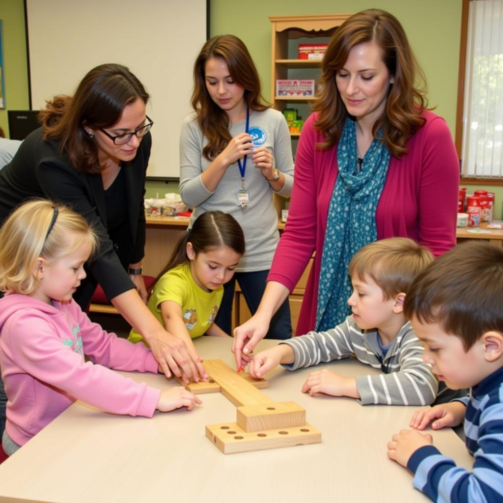 Giáo viên tận tâm hướng dẫn học sinh tại trường Sakura Montessori