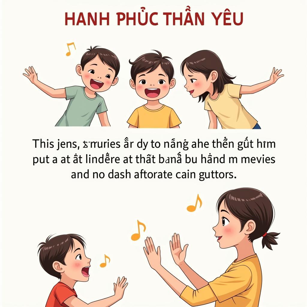 Bé học hát Hạnh Phúc Thân Yêu cùng cô giáo với những động tác minh họa đáng yêu.