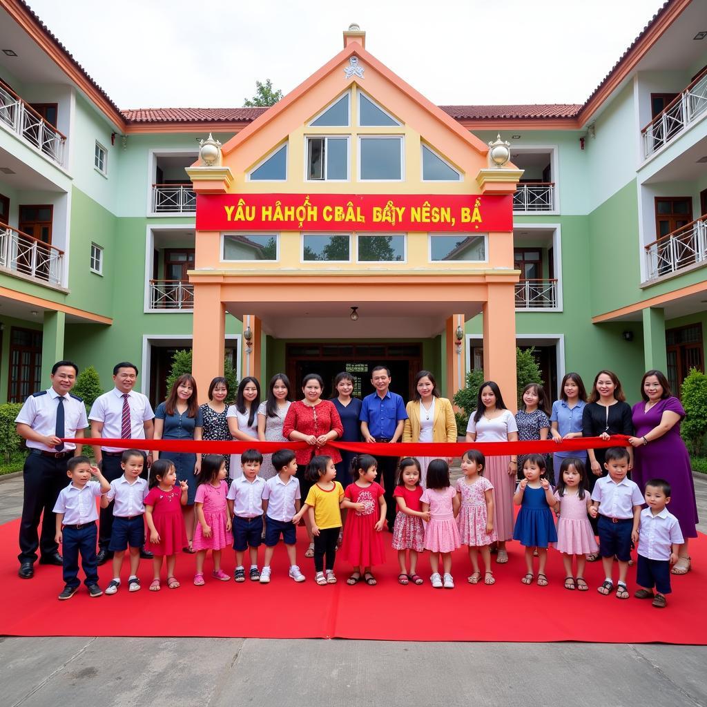 Lễ khánh thành trường mầm non Hà Tĩnh diễn ra long trọng với sự tham gia của lãnh đạo địa phương, các thầy cô giáo và đông đảo phụ huynh, học sinh.