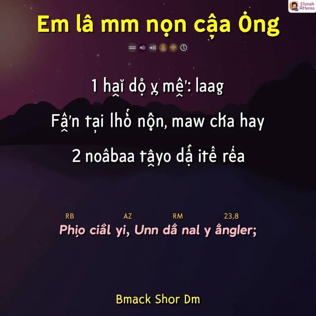 Lời bài hát "Em là mầm non của Đảng" trên màn hình karaoke