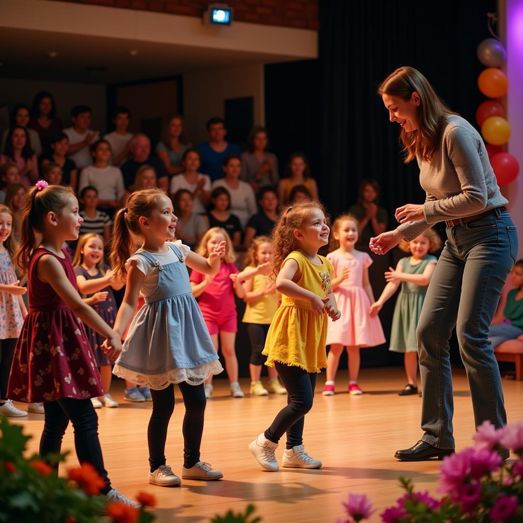 Preschool children performing a gratitude dance