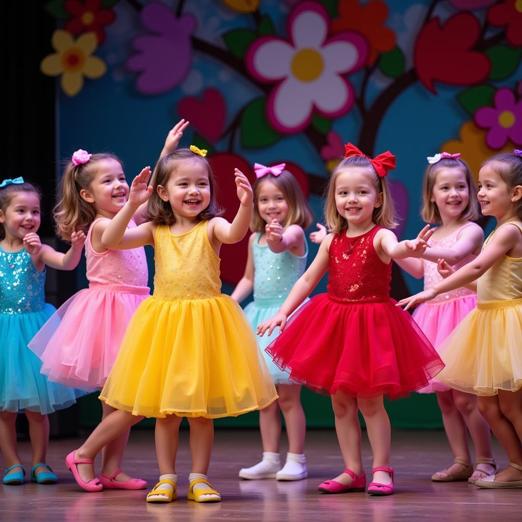 Children dancing to express gratitude to their preschool teachers