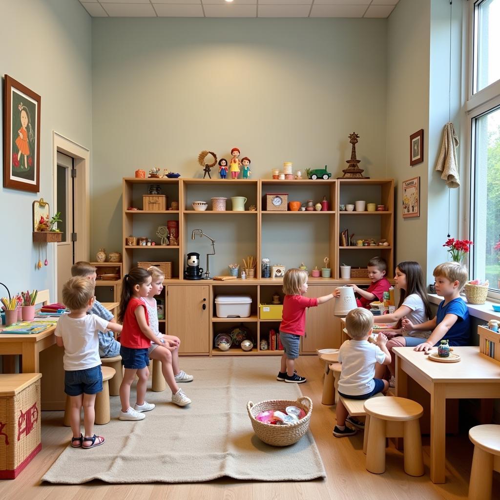 Beautifully designed family corner in a kindergarten