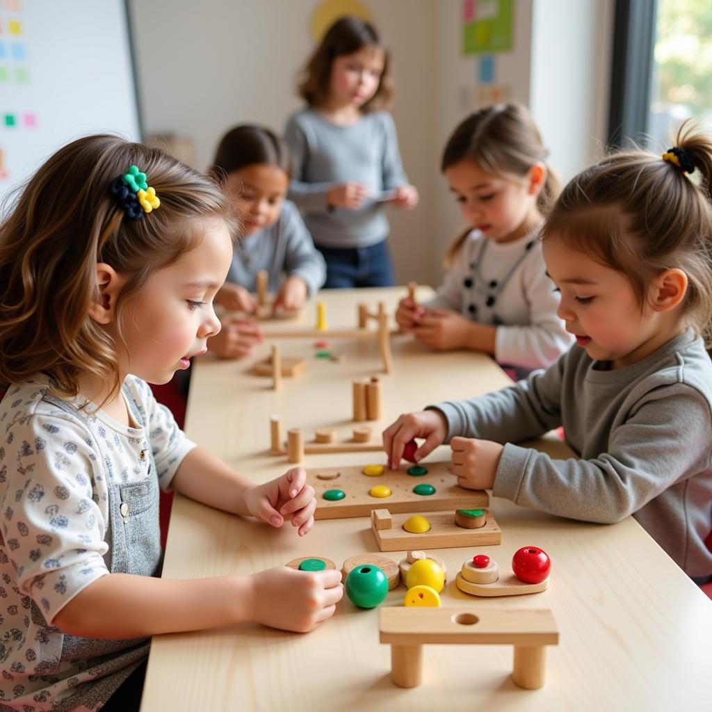 Trẻ em khám phá tại Mầm non Lipica Montessori