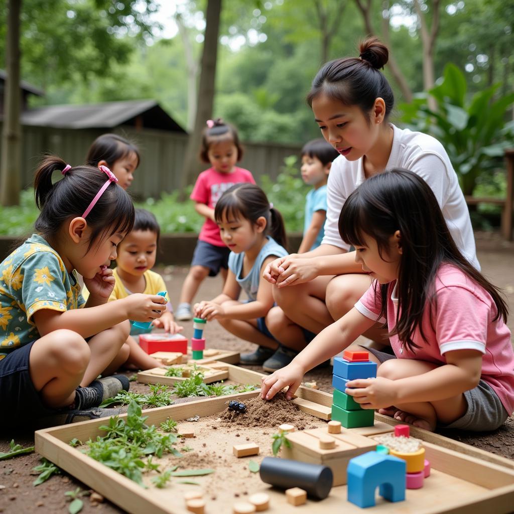 Trường mầm non Hà Nội Montessori hoạt động ngoài trời