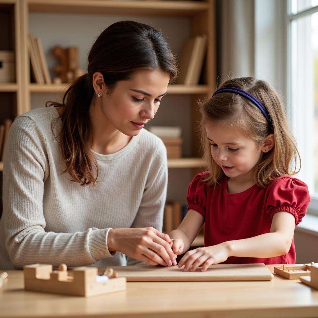 Giáo viên và học sinh trường mầm non Montessori