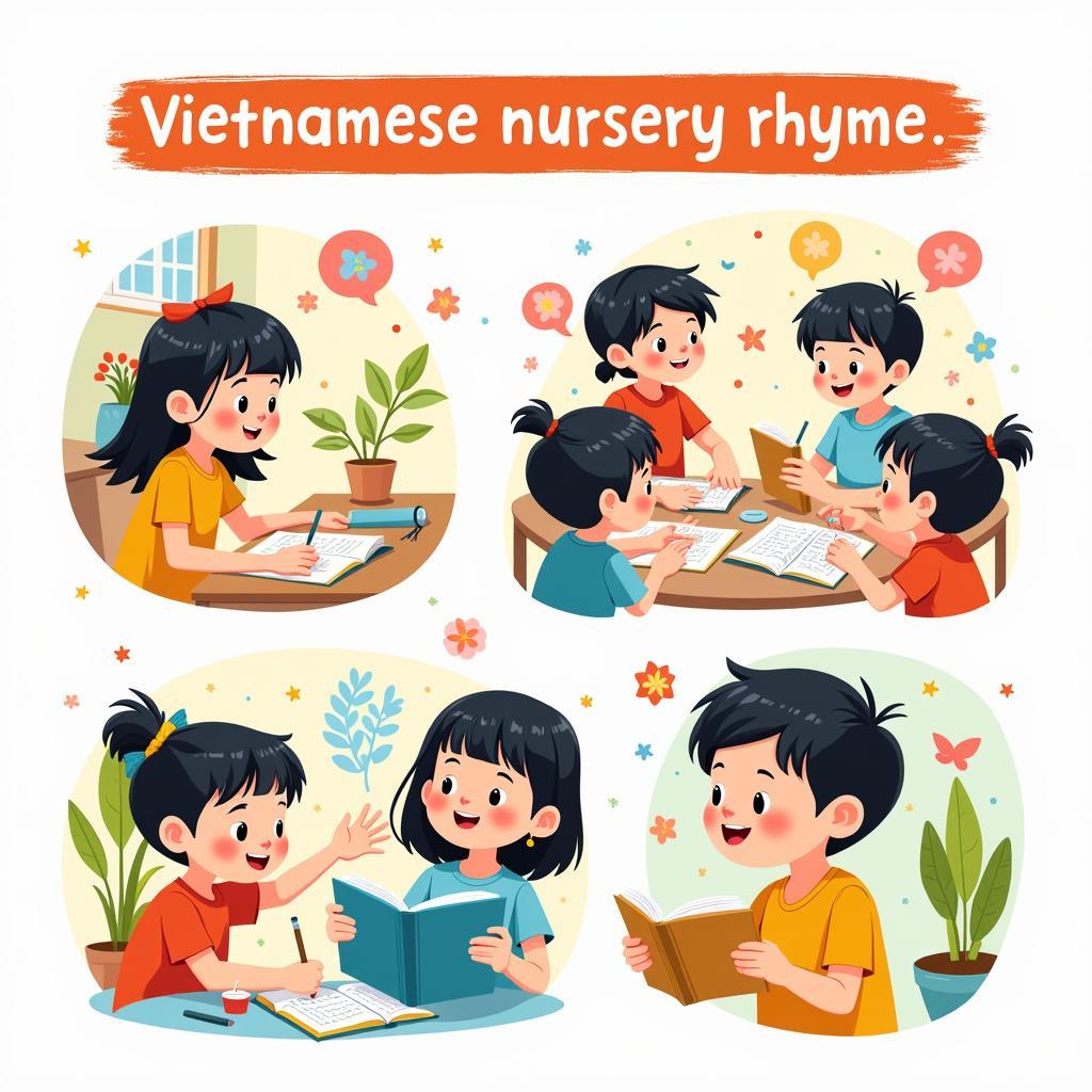 Hình ảnh minh họa các hoạt động với thơ ca cho trẻ mầm non