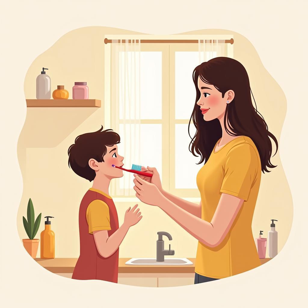 Cha mẹ dạy con đánh răng