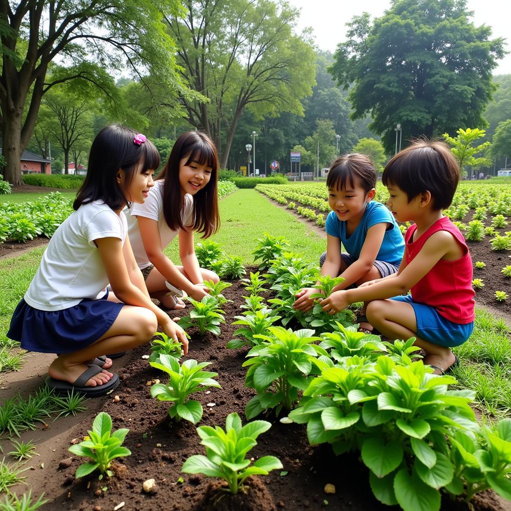 Mầm non Sen Hồng Quảng Ngãi: Khu vườn trồng cây