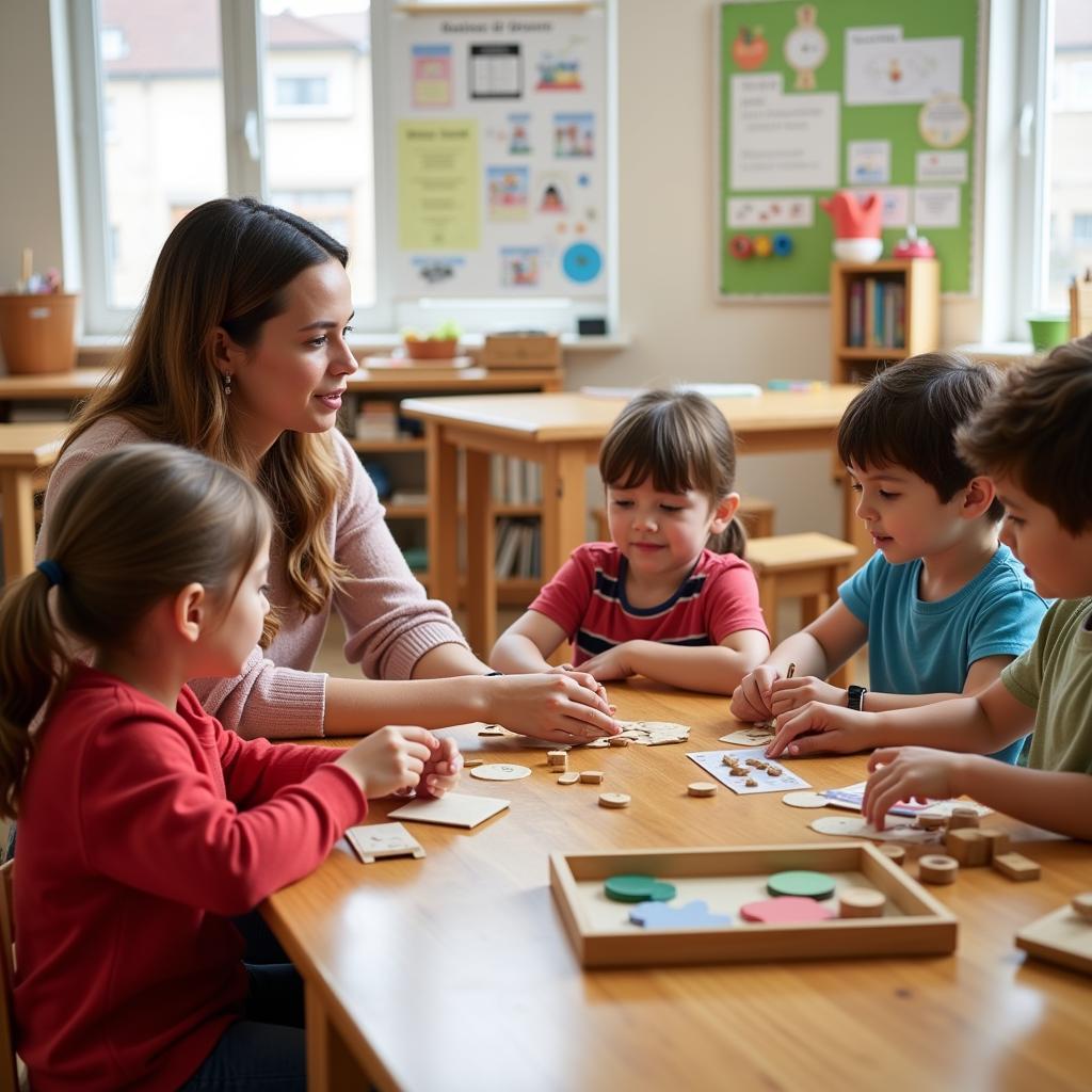 Trẻ em mầm non Việt Ý Montessori đang học tập