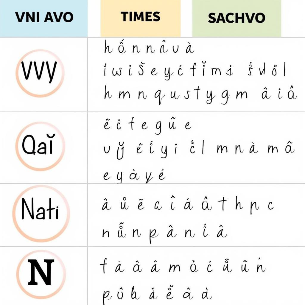 Mẫu Font Phổ Biến Mầm Non