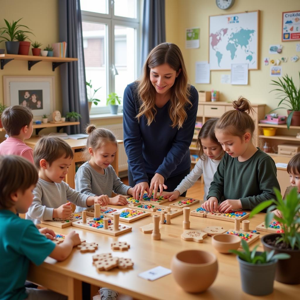 Trường mầm non Mia Montessori áp dụng phương pháp giáo dục Montessori, tập trung phát triển tiềm năng của từng cá nhân trẻ.