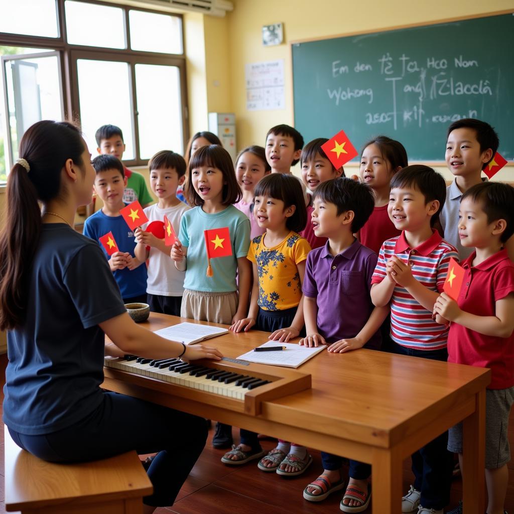 Các bé mầm non hát vang bài "Em đến trường mầm non"