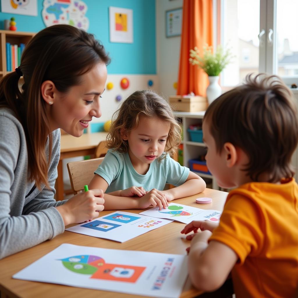 Children learning English in preschool