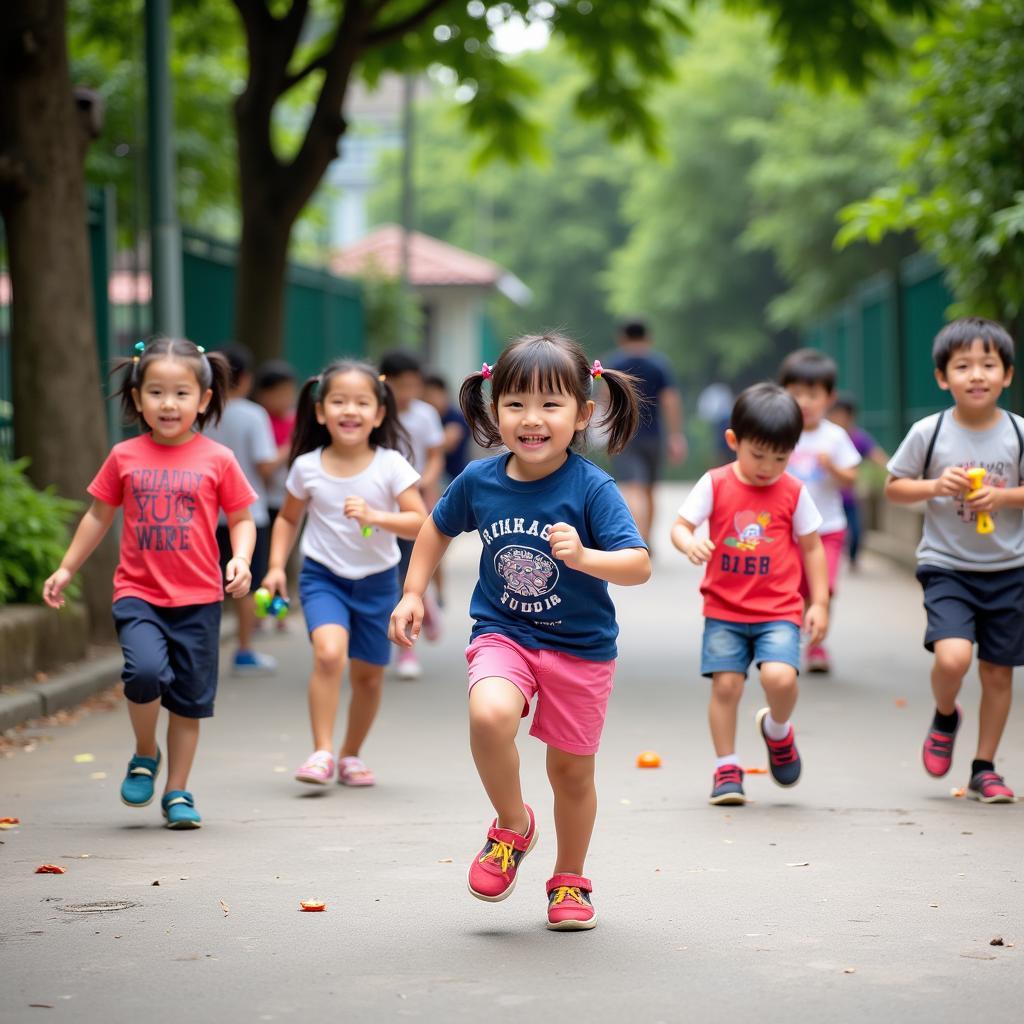 Trường mầm non Phương Canh Nam Từ Liêm Hà Nội hoạt động ngoài trời